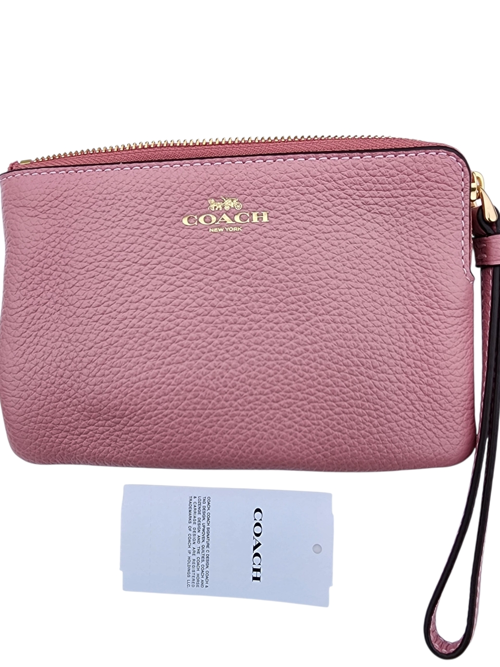 Coach Pebbled Leather Corner Zip Wristlet - Picture 2 of 11